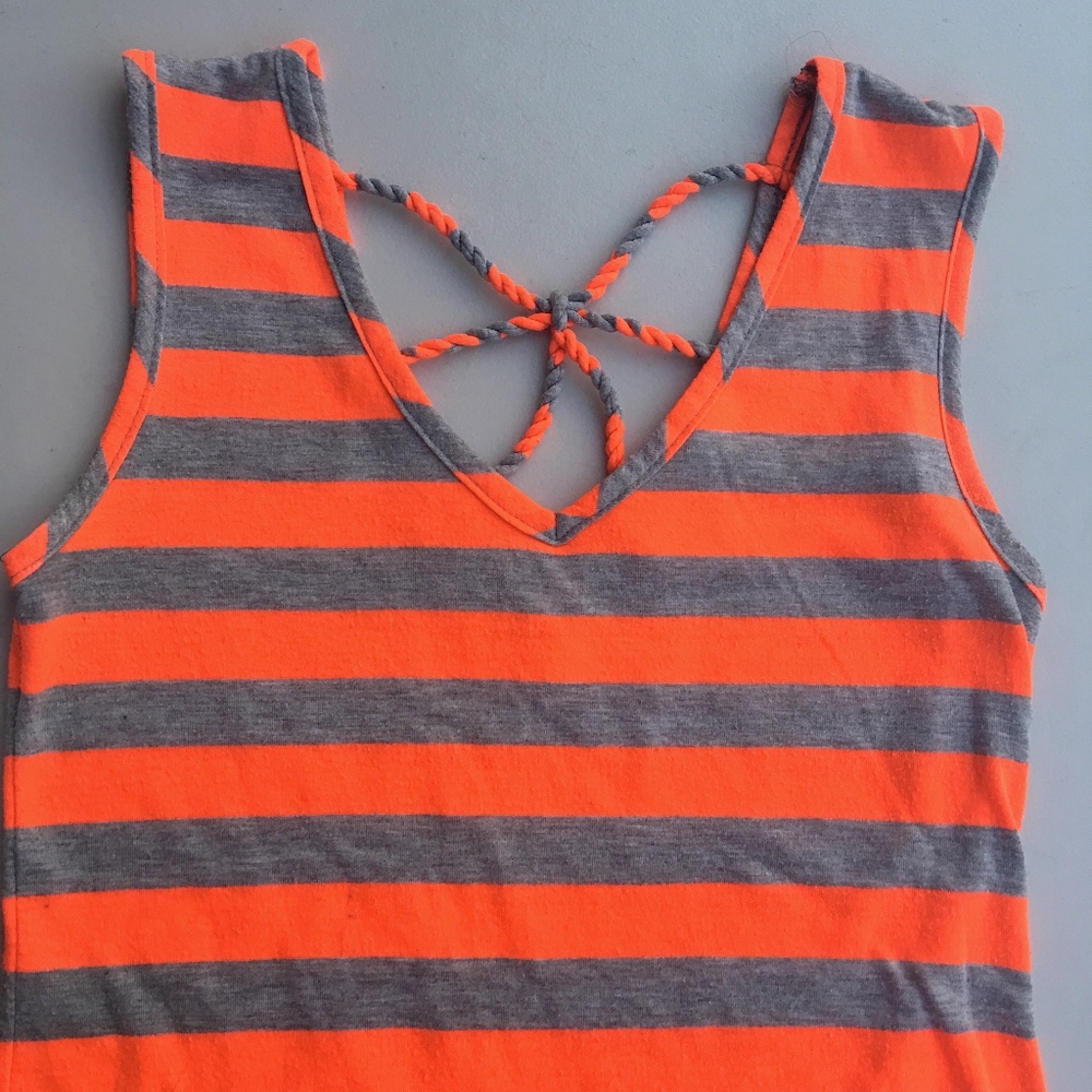 WILL BE DONATED Delia's Neon Stripe Knot-back Tank